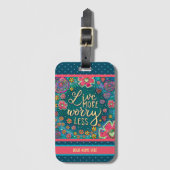 Gepersonaliseerd Live Meer Naam Inspirivity Floral Bagagelabel (Voorkant (verticaal))