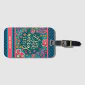 Gepersonaliseerd Live Meer Naam Inspirivity Floral Bagagelabel (Voorkant (horizontaal))