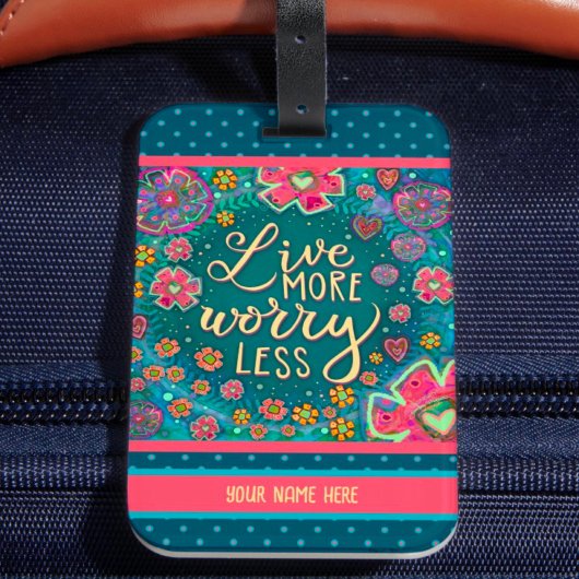 Gepersonaliseerd Live Meer Naam Inspirivity Floral Bagagelabel