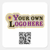 Gepersonaliseerd logo en QR code Square Sticker (Voorkant)