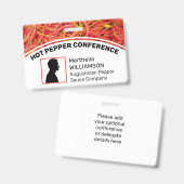 Gepersonaliseerd Logo Foto ID Delegate CHILI PEPPE Badge (Voor- en achterkant)