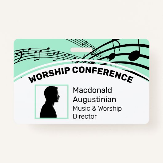 Gepersonaliseerd Logo Foto ID Delegate MUSIC STAVE Badge (Voorkant)