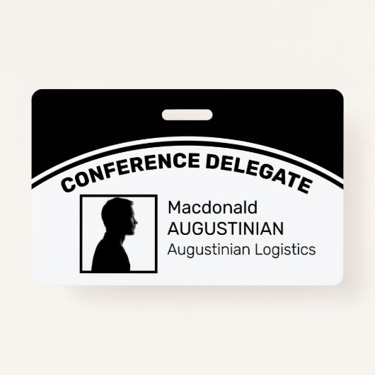 Gepersonaliseerd Logo ID Delegatie BLACK Badge (Voorkant)