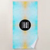 Gepersonaliseerd Logo Oceaan Blauw Strandlaken (Voorkant)