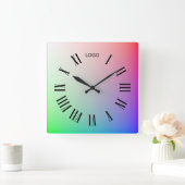 Gepersonaliseerd Logo Photo Noon Hour, kleurrijke  Vierkante Klok (Huis)