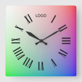 Gepersonaliseerd Logo Photo Noon Hour, kleurrijke  Vierkante Klok (Voorkant)