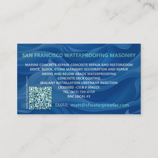 Gepersonaliseerd Logo/QR Code/URL Waterdicht Metse Visitekaartje (Achterkant)