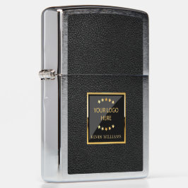 Gepersonaliseerd Logo zwart faux leder