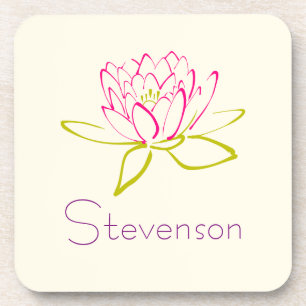 Gepersonaliseerd Lotus Flower/Water Lily Illustrat Onderzetter
