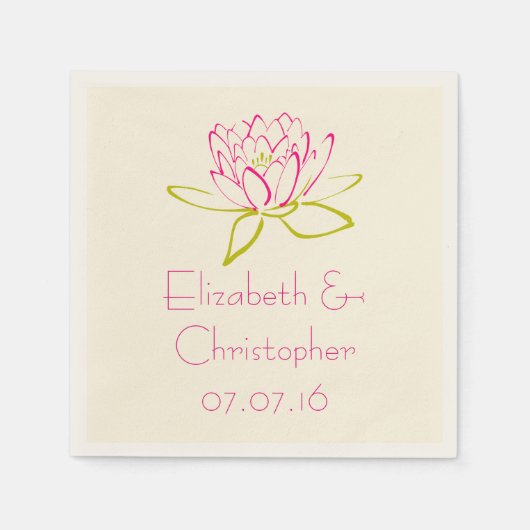Gepersonaliseerd Lotus Flower/Water Lily Illustrat Servet (Voorkant)