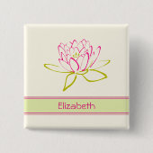 Gepersonaliseerd. Lotus Flower/Water Lily Vierkante Button 5,1 Cm (Voorkant)