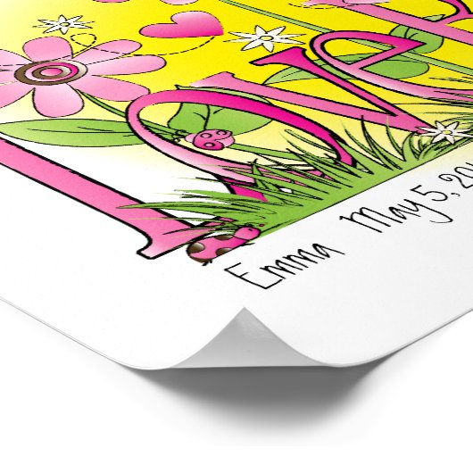 Gepersonaliseerd Love Bug Lady Bug Girls Room Art Poster (Hoek)