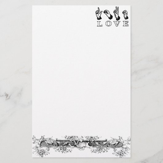 Gepersonaliseerd Love Hand Sign Briefpapier (Voorkant)