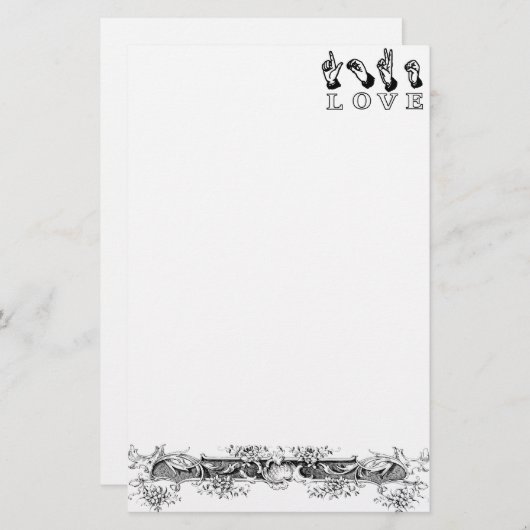 Gepersonaliseerd Love Hand Sign Briefpapier (Voorkant / Achterkant)
