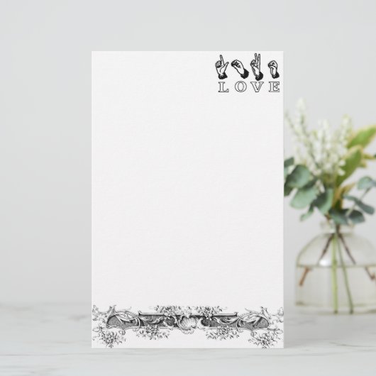 Gepersonaliseerd Love Hand Sign Briefpapier (Staand voorkant)