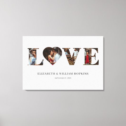 Gepersonaliseerd Love Heart 4 Foto Canvas Afdruk (Voorkant)