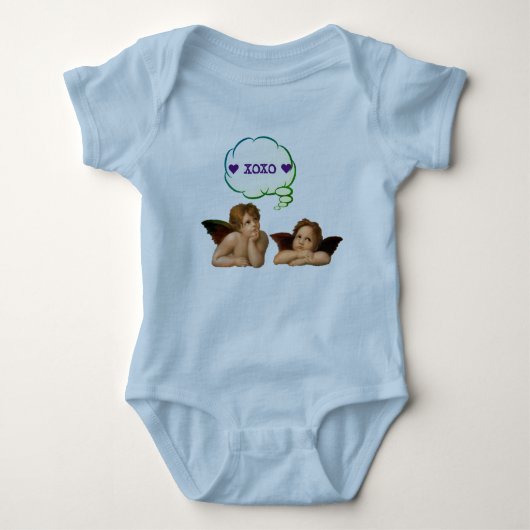 Gepersonaliseerd LOVE XOXO Valentijn Cherub Angel Romper (Voorkant)