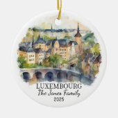 Gepersonaliseerd Luxemburgs Ornament, Luxemburgs g Keramisch Ornament (Voorkant)