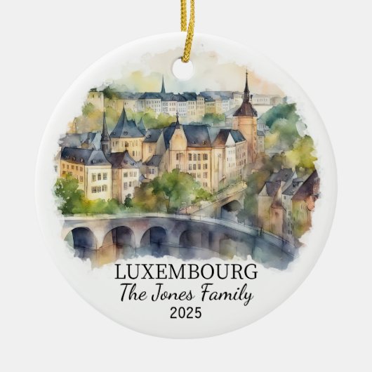 Gepersonaliseerd Luxemburgs Ornament, Luxemburgs g Keramisch Ornament (Voorkant)
