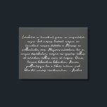 Gepersonaliseerd lyrische canvaskunst canvas afdruk<br><div class="desc">Voeg je favoriete liedje lyric of gedicht toe aan deze prachtige,  uitgeruste canvaswandkunst. Een gepersonaliseerd en doordacht geschenk om de komende jaren te koesteren.</div>
