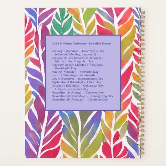 Gepersonaliseerd Maandelijks / Wekelijks Planner (Achterkant)