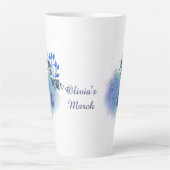 Gepersonaliseerd, maart, Aquamarijn Serenity Latte Mok (Voorkant)