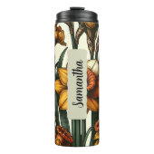 Gepersonaliseerd maart Geboortebloem Skinny 16 oz Thermosbeker (Voorkant)