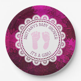 Gepersonaliseerd Magenta Girl's Baby shower Bord