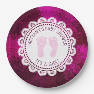 Gepersonaliseerd Magenta Girl's Baby shower Bord
