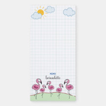 Gepersonaliseerd magnetisch Notitieblok - Flamingo