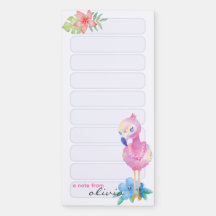 Gepersonaliseerd magnetisch Notitieblok - Flamingo