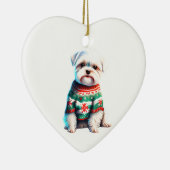 Gepersonaliseerd Maltees in Kersttrui Keramisch Ornament (Rechts)