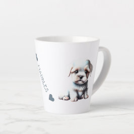 Gepersonaliseerd Maltees Puppy Hondennaam Jouw tek Latte Mok
