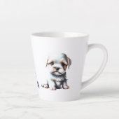 Gepersonaliseerd Maltees Puppy Hondennaam Jouw tek Latte Mok (Rechts)