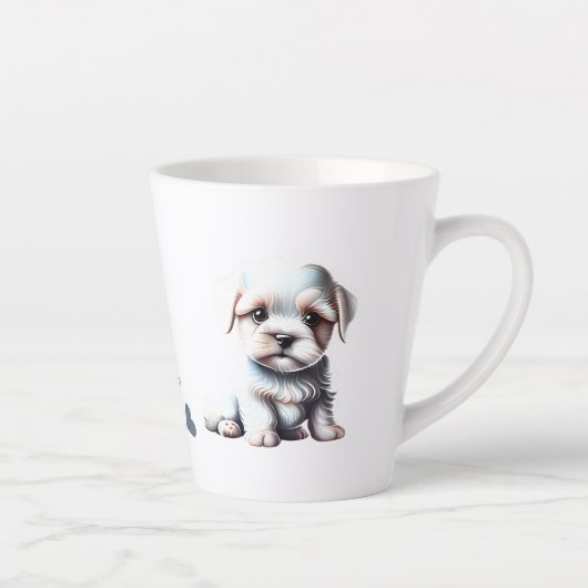 Gepersonaliseerd Maltees Puppy Hondennaam Jouw tek Latte Mok (Rechts)