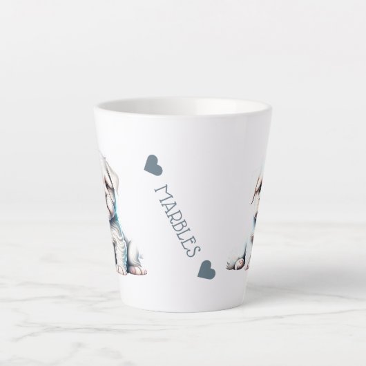 Gepersonaliseerd Maltees Puppy Hondennaam Jouw tek Latte Mok (Voorkant)