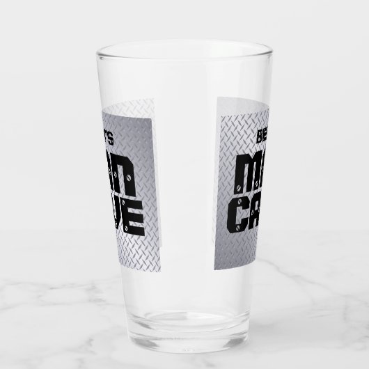 Gepersonaliseerd Man Cave Diamondplate Beer Glass Glas (Links)