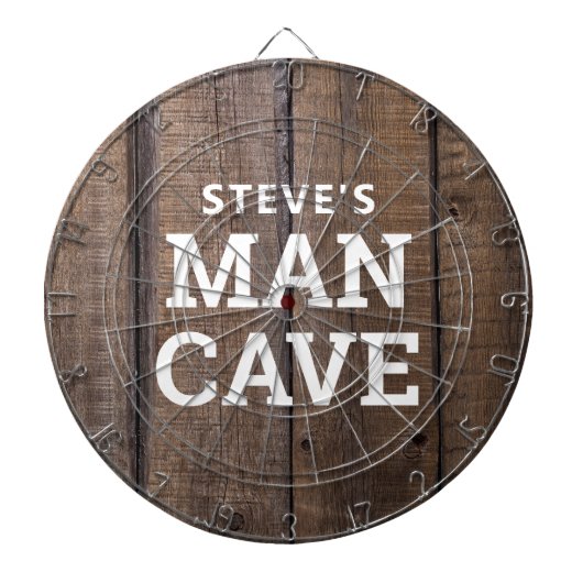 Gepersonaliseerd Man Grot Rustiek Hout Land Dartbord (Voorkant)