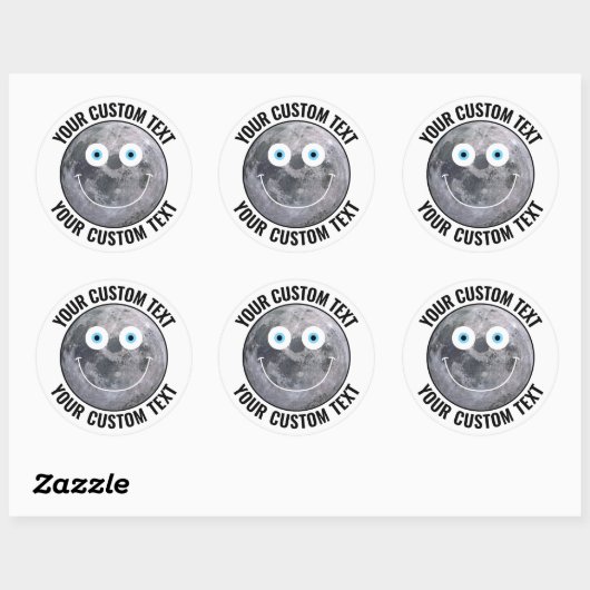 Gepersonaliseerd Man in de Moon Custom Happy Face  Ronde Sticker (Vel)