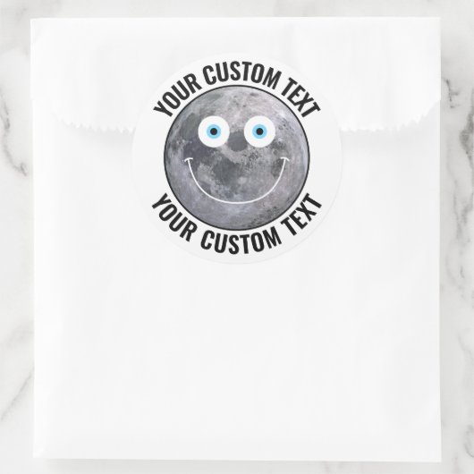 Gepersonaliseerd Man in de Moon Custom Happy Face Ronde Sticker (Tas)