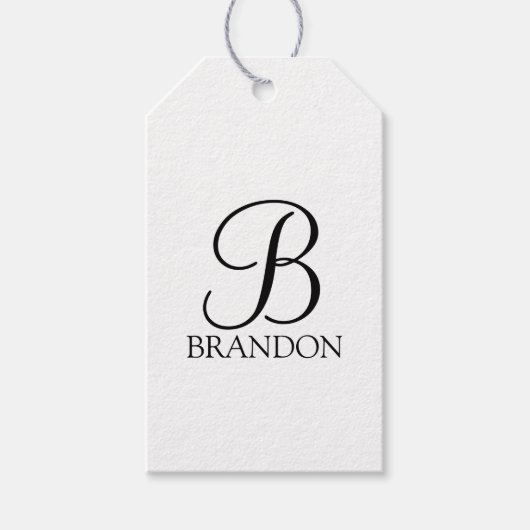 Gepersonaliseerd Manuscript Monogram en Naam Cadeaulabel (Voorkant)