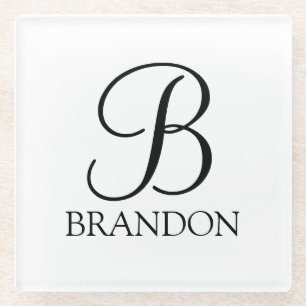 Gepersonaliseerd Manuscript Monogram en Naam Glazen Onderzetter