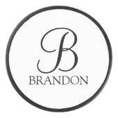Gepersonaliseerd Manuscript Monogram en Naam Hockey Puck (Voorkant)