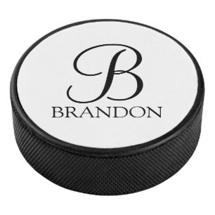 Gepersonaliseerd Manuscript Monogram en Naam Hockey Puck
