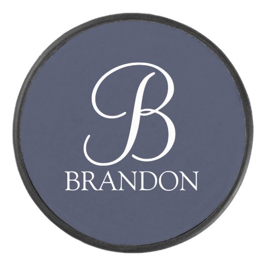 Gepersonaliseerd Manuscript Monogram en Naam Hockey Puck (Voorkant)