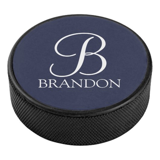 Gepersonaliseerd Manuscript Monogram en Naam Hockey Puck (3/4)