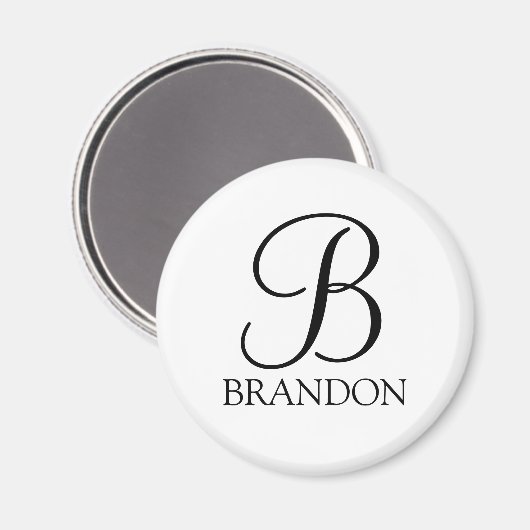 Gepersonaliseerd Manuscript Monogram en Naam Magneet (Voorkant / Achterkant)