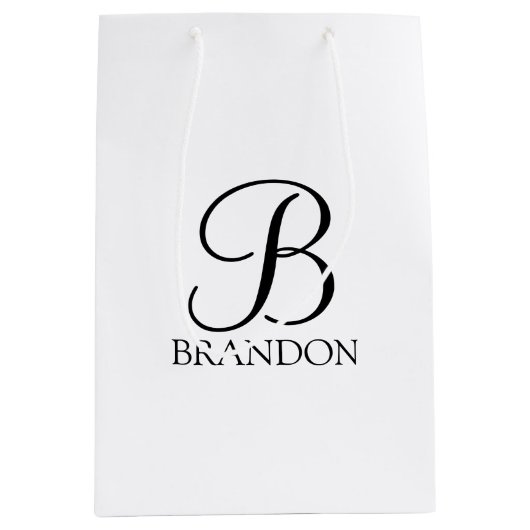 Gepersonaliseerd Manuscript Monogram en Naam Medium Cadeauzakje (Voorkant)