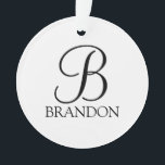 Gepersonaliseerd Manuscript Monogram en Naam Ornament<br><div class="desc">De gepersonaliseerde eigenschappen van het Monogram en van de Gift van de Naam personaliseerde monogram in zwarte klassieke stijl van de manuscriptdoopvont en naam in zwarte klassieke serif doopvontstijl op witte achtergrond. Ideaal voor vakantie,  gezinshereniging en speciale gelegenheden.</div>