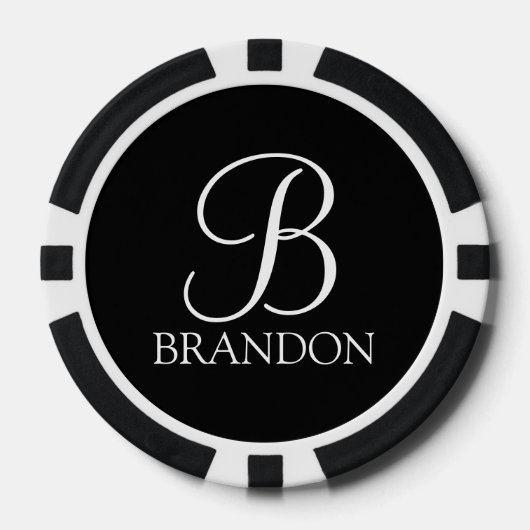 Gepersonaliseerd Manuscript Monogram en Naam Poker Chips (Voorkant)